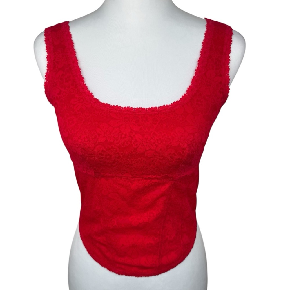 NWT PiNK Victoria’s Secret The Cinched Corset Red Lace Bralette Tank Top Cami L - Picture 4 of 8